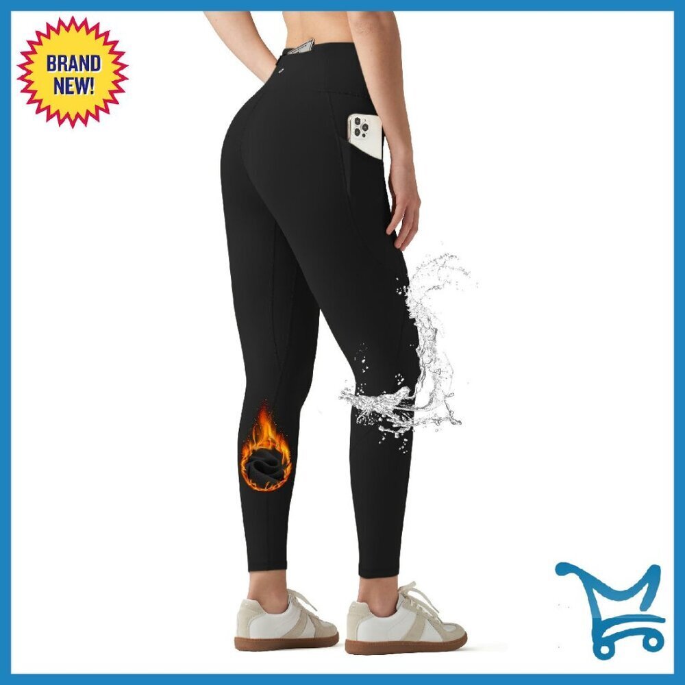 Fleece Lined Thermal Leggings with Pockets High Waisted Water Resistant